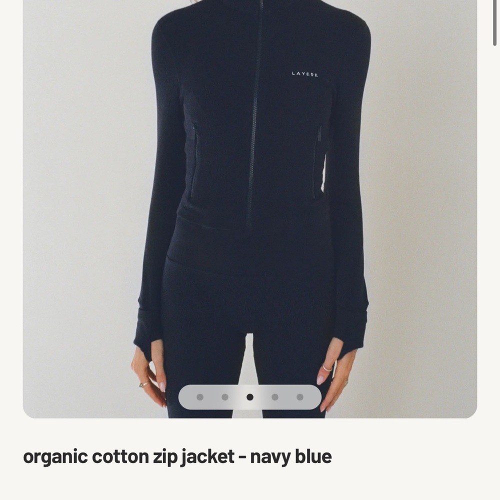Organic Cotton Zip Jacket - Navy Blue